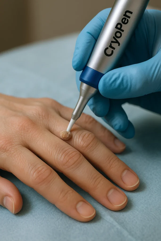 example of cryopen wart removal Taunton treatment on a persons finger