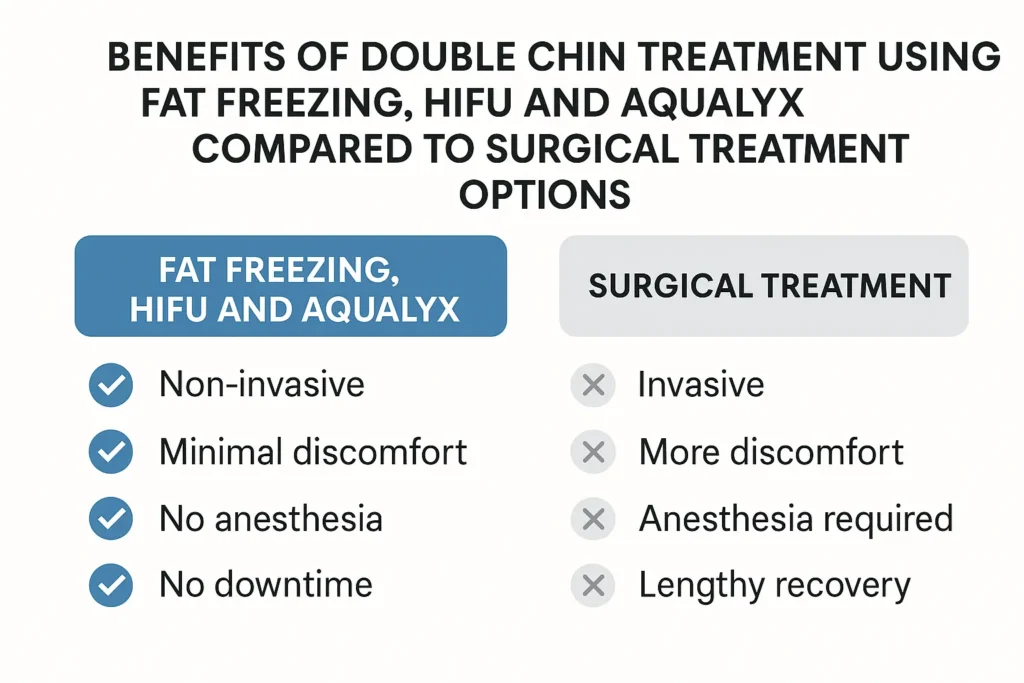Graphic about the benefits of double chin treatment Taunton - from LA LIPO