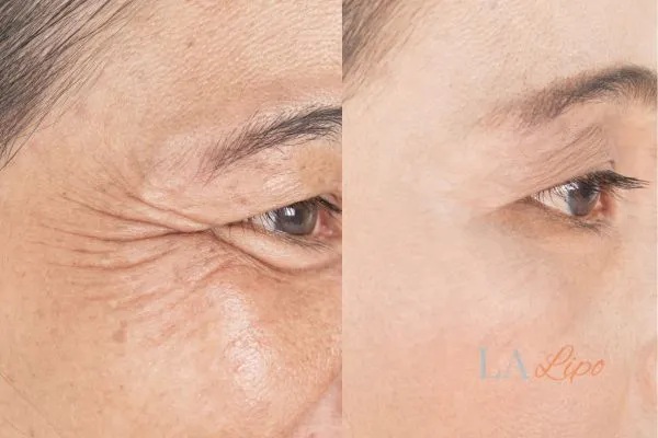 Before and after results of woman - HI-fu wrinkles reduction treatment Taunton