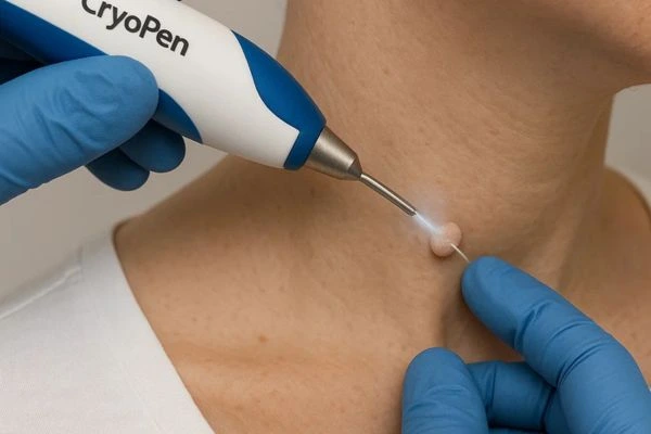 Person receiving Cryotherapy skin tag removal Taunton